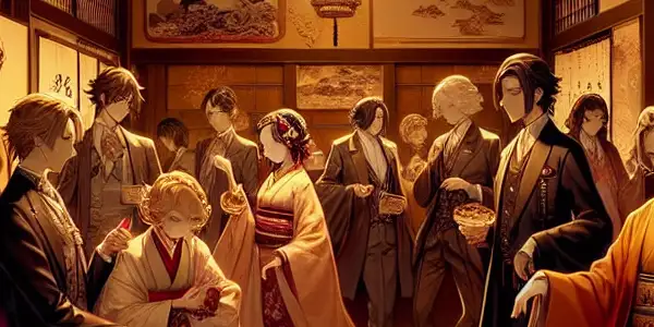 A vibrant scene featuring diverse characters in an intimate setting, exploring themes of passion and connection in adult entertainment.