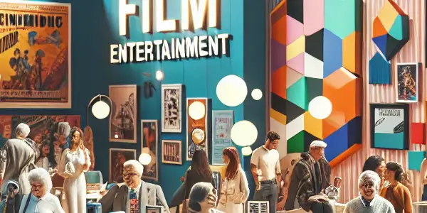 A lively erotic expo scene with diverse attendees exploring adult entertainment booths and engaging in educational discussions.